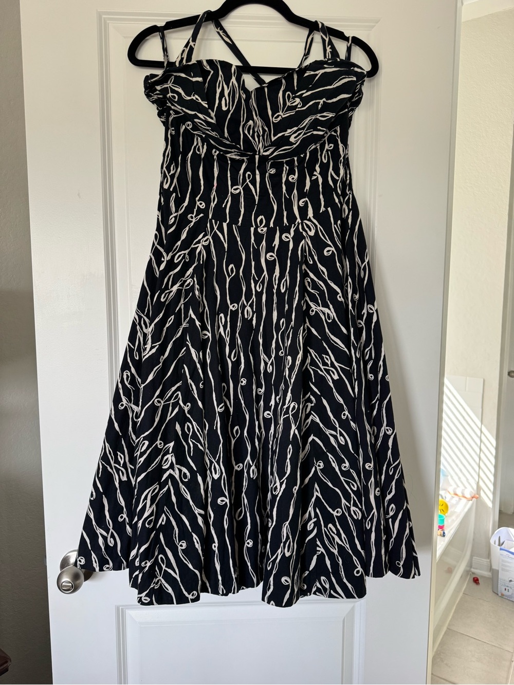 Anthropologie Navy and White Patterned Sundress
